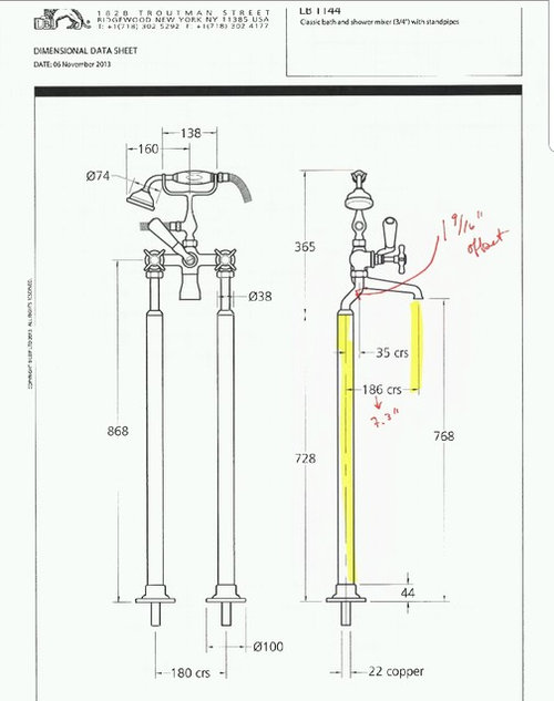 Free standing tub filler