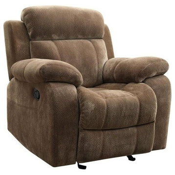 Bowery Hill Transitional Velvet/Fabric Glider Recliner in Mocha Brown