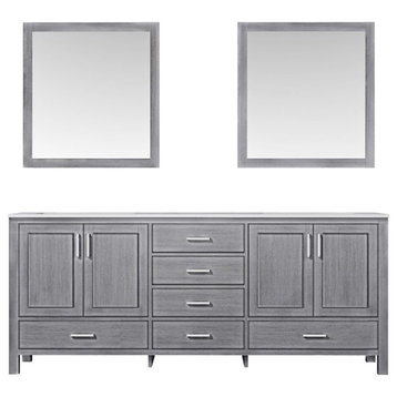 Lexora Home Jacques 80" Carrara Marble Top Double Vanity in Distressed Gray