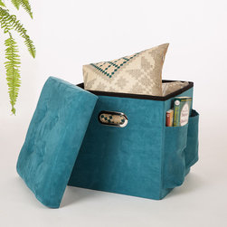 Glitzhome Cube Faux Suede Foldable Storage Ottoman with/Padded Seat - Products