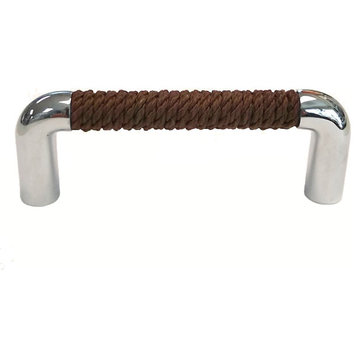 Nautiluxe Nautical Rope Drawer Pull, Brown/Chrome