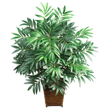 Bamboo Palm With Wicker Basket Silk Plant