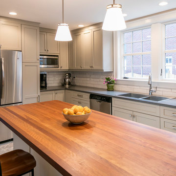 Painted Gray Frameless Shaker Kitchen