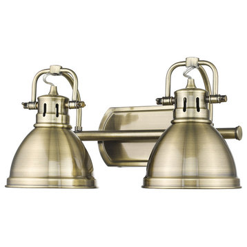 Golden Lighting 3602-BA2 AB-AB Duncan 2 Light Bath Vanity, Aged Brass