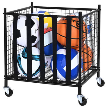 VEVOR Rolling Sports Ball Storage Cart Garages Sports Equipment Organizer Steel