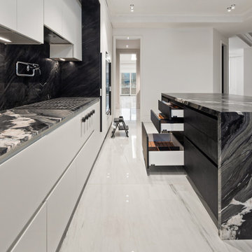 Contemporary white kitchen in Williamsburg