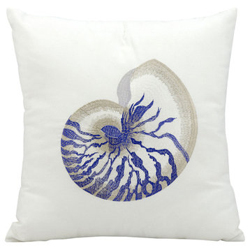 Blue Conch Polyester Filler Pillow, White, 18"x18"