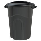 Shop Houzz | Toter LLC 48-Gallon Wheeled Trash Can, Greenstone ... - Round Injection Molded Trash Can, Black