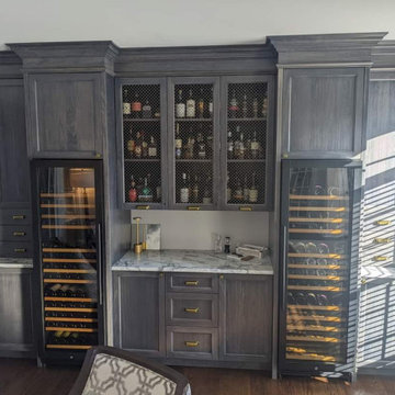 Dry bar with metal accents