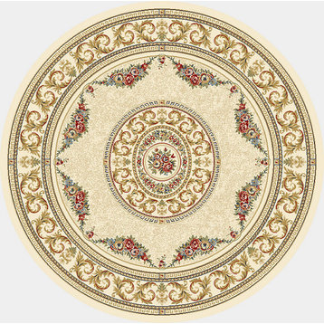 Dynamic Rugs Ancient Garden 57226 Rug, Ivory, 7'10"x7'10" Round