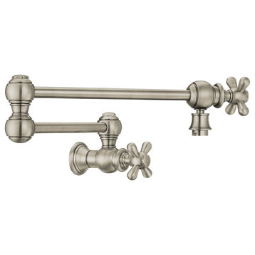 Whitehaus WHKPFCR3-9550-NT-BN Pot Filler With Cross Handles, Brushed Nickel