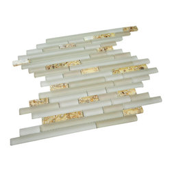Matte White & Glossy Golden Sea Shells Glass Mosaic Tiles (Random Pattern) - Home Accessories & Decor