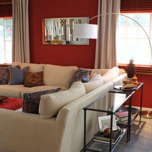 Table behind sofa