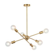 Sputnik Chandelier Lighting 6-Lights Brushed Brass