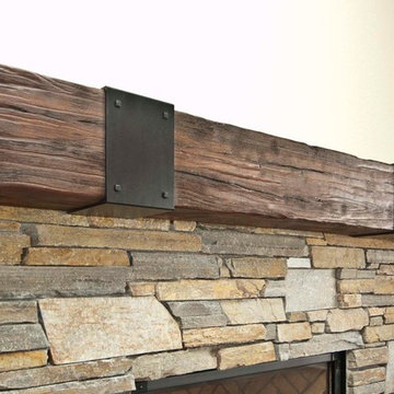 Rustic walnut mantel
