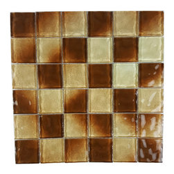 Abolos - Watermarks 2 in x 2 in Textured Glass Swimming Pool Mosaic in Glossy Chocolate - Mosaic Tile