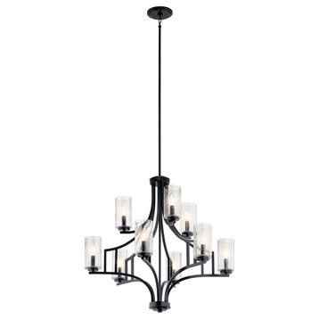 Kichler Vara 9 Light 2 Tier Chandelier in Distressed Black