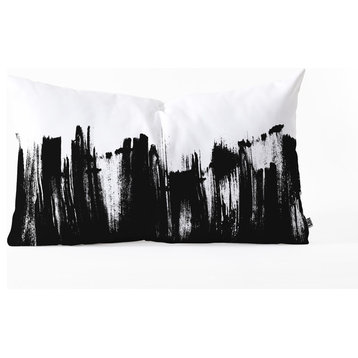 Kelly Haines Monochrome Brushstrokes Oblong Throw Pillow