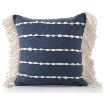 Denver Navy/Ivory Striped Cotton Blend Throw Pillow