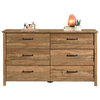 Rustic Double Dresser, 6 Drawers & Side Panels With Herringbone Pattern