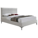 Meridian Furniture - Hunter Linen Polyester Fabric Upholstered Bed, Cream, Queen - Experience luxury and beauty with this Hunter linen textured bed. Designed to give your bedroom space an instant upscale look, this Hunter bed features soft yet durable linen textured fabric in a cream color that melds nicely with other color elements in your bedroom. Deep horizontal channel tufting runs the length of the headboard, giving it a sumptuous and inviting appeal. The bed's matte black legs finish the design on a truly modern note.