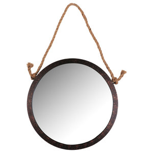 24 Round Wall Mirror Rustic Metal, 24 Inch Round Mirror With Rope