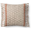 Dyed Wool With Tassels 22"x22" Decorative Pillow, Gray/Rust, Down/Feather