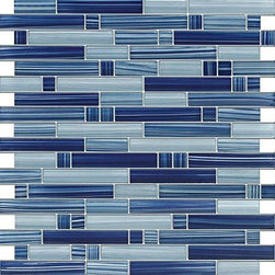 Glossy Electric Blue Colorful Stripes Glass Mosaic Backsplash Tiles - Home Accessories & Decor