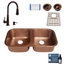 Kandinsky 32.25" Undermount Copper Kitchen Sink, Ashfield Faucet and Drains