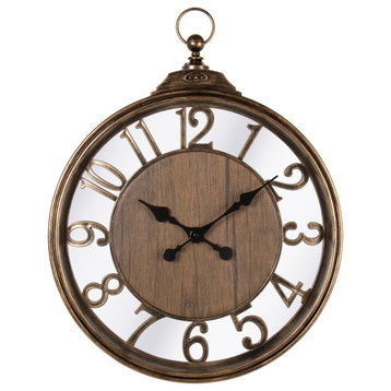 Kiera Grace Round Antique Jared Decorative Plastic Wall Clock, 20.5x20.5"e
