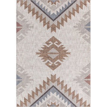 Jade Tapestry Beige Moroccan Tribal Tan Recycled Area Rug, 2'6" X 8'