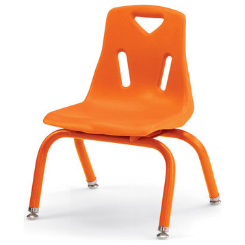 Berries Stacking Chairs with Powder-Coated Legs, 10"H, Set of 6, Orange