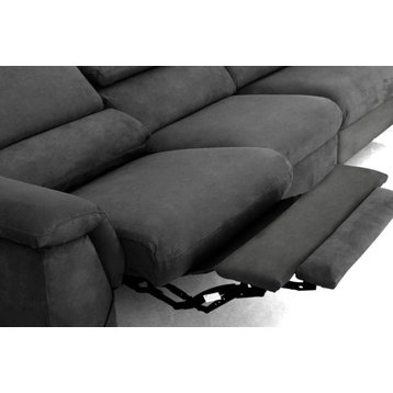 Anaya Modern Dark Gray Fabric Sofa With Electric Recliners