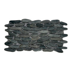 Charcoal Black Standing Pebble TIle - Tile