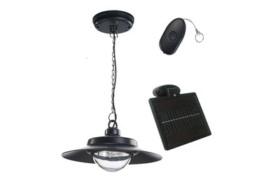 Black Indoor/Outdoor Solar-Powered LED Hanging Shed Light With Remote Control