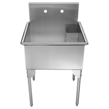 Pearlhaus Square, Single Bowl Commerical Freestanding Sink, 27.13"X34.63"