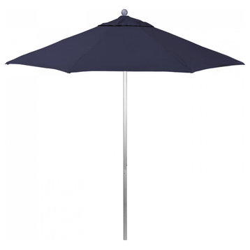 9' Patio Umbrella Silver Pole Fiberglass Ribs Push Lift Pacific Premium, Captains Navy