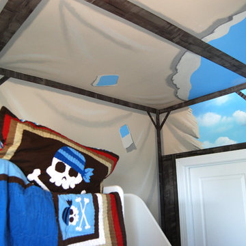 Treasure Island Pirate Mural Themed boys bedroom by MuralArt.com