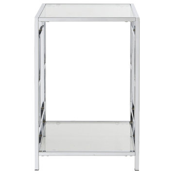 Town Square Chrome End Table With Shelf