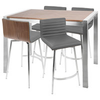 Lumisource Mason Dining Set In Walnut And Grey Finish C-MSN5 WL+GY