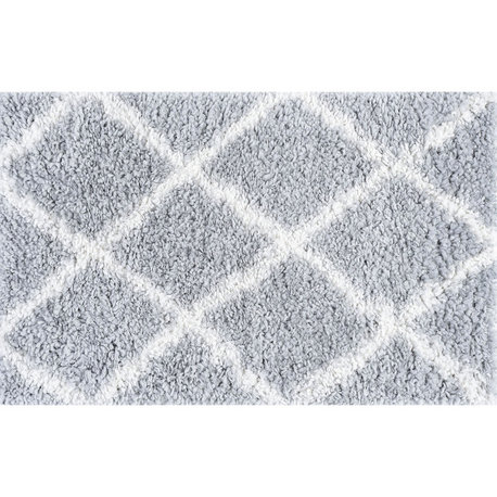 Derry Transitional Diamond White Scatter Mat Rug, 2'x3'