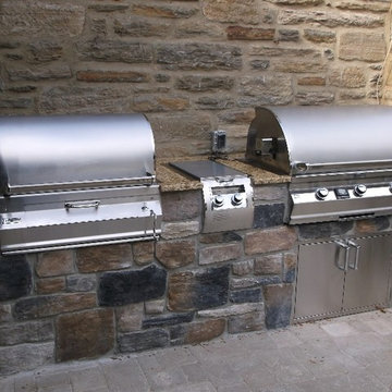 Custom Kitchen Island With Stainless Steel Appliance