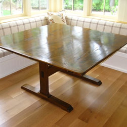 KMID Tiger Maple Trestle Table - Dining Tables