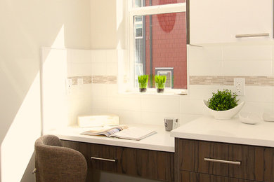 Example of a mid-sized trendy l-shaped kitchen design in Vancouver
