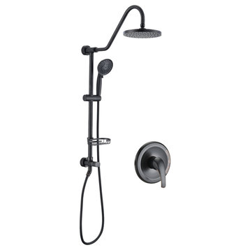 8" Exposed Antique Brass Shower Faucet Set with Shower Valve, Oil-Rubbed Bronze