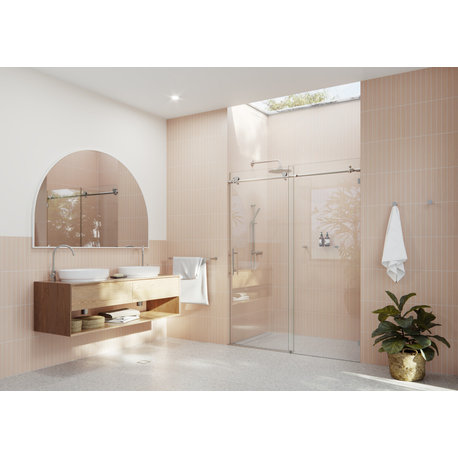 60-64"x78" Frameless Sliding Shower Door, Brushed Nickel