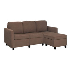 Modern Convertible Sectional, L-Shaped Couch Soft Seat, Linen Fabric