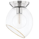 Mitzi by Hudson Valley Lighting - Claudia 1-Light Flush Mount, Polished Nickel, Clear Glass With Gold Trim - Features: