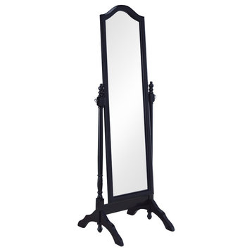 Artistically Charmed Cheval Mirror With Arched Top, Black