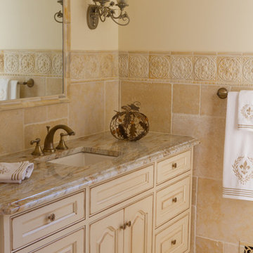 Traditional Glazed Off-white Bathroom Vanity